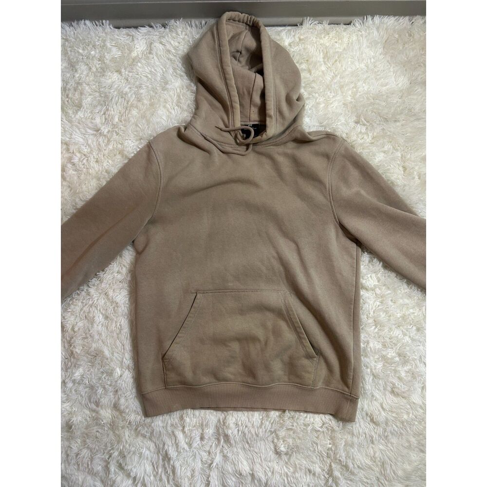 H&M Mens Size Medium Tan Relaxed Fit Pullover Hoodie Sweatshirt Casual